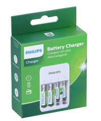 PHILIPS SCB4013NB/00 4 Slotlu 2X AAA 700mAh İnce Pil + 2X AA 1300mAh Kalem PİL + Micro USB Kablolu Şarj Cihazı - 1